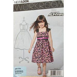 UNCUT New Look Project Runway E6065 Girls Dress Sewing Pattern Sizes A 3-8 2011